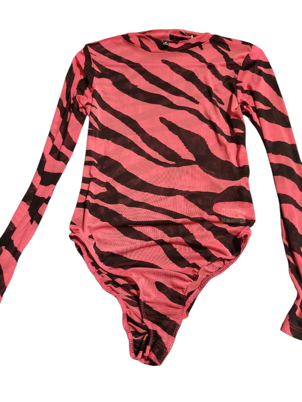 Kids Pink Zebra-Print Long Sleeve One-Piece Bodysuit - Picture 1 of 3